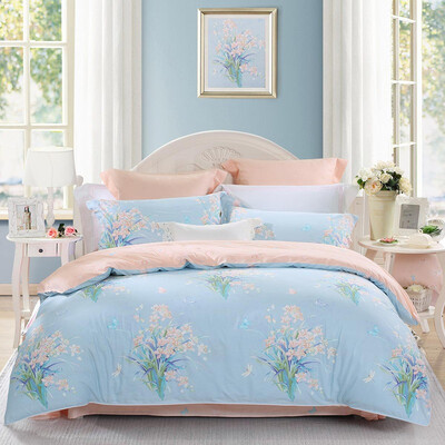 

Mercury Home Textiles MERCURY Bedding Four-piece Cotton Cotton Twill Print Quilt Bedding Ching Valley Orchid Zoom Double 18m Bed