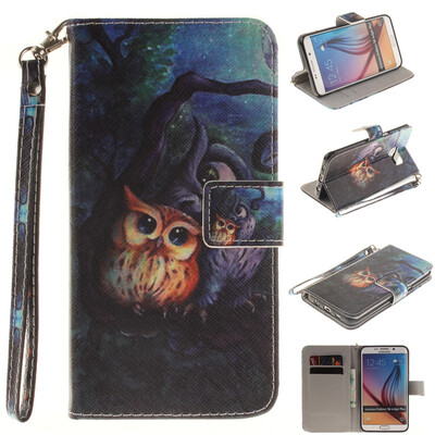 

Картина маслом Сова Дизайн Кожа PU откидная крышка бумажника карты держатель чехол для SAMSUNG GALAXY S6 Edge Plus