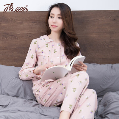 

DINGGUOGUO Women Lapel Collar Cotton Pajamas