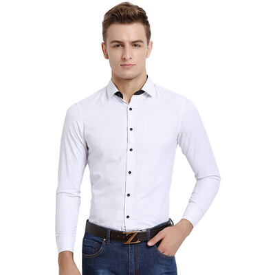 

Acacia bird xiangsiniao shirt men's side twill Slim business casual solid color long-sleeved shirt professional wear W1 white 180 / 96A