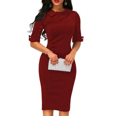

Women Ladies Bandage Bodycon Half Sleeve Evening Party Work Office Midi Dress