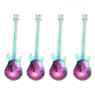 

UpperX Bright color cute coffee spoon stainless steel guitar spoon coffee&teaspoon tableware drinking stirring spoon