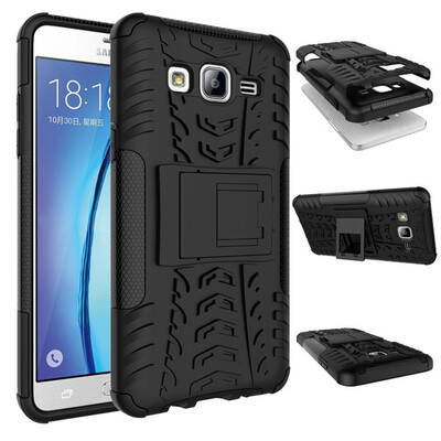 

Fivice Samsung J5 primeOn 5 Case TPU anti-fall tire pattern back clip bracket phone case