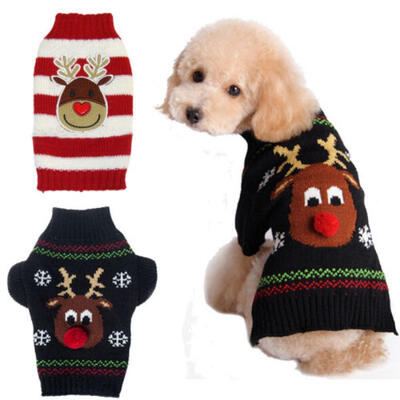 

Pet Christmas Sweater Striped Dog Clothes Puppy Sweater Clothing for Dogs & Cats