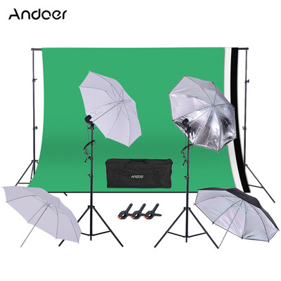 

Andoer 16 3m52 98ft Backdrop Support System Studio Lighting Kit w 45W 230V Bulb Swivel Socket 2m66ft Light Stand