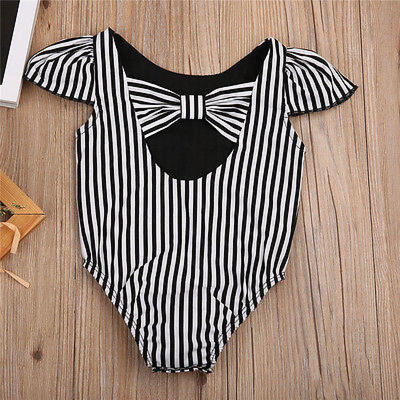 

Lovely Infant Baby Girl Striped Back Bow Romper Bodysuit Jumpsuit Outfit Sunsuit