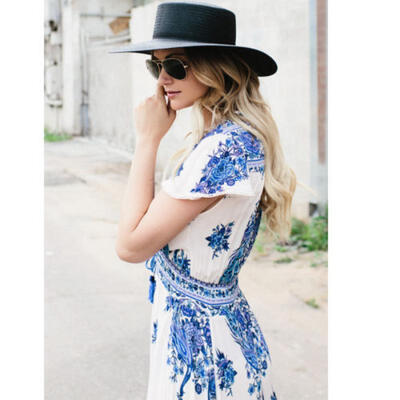 

New Womens Beach Dress Summer Vintage Floral Long Maxi Party Floral Sundress