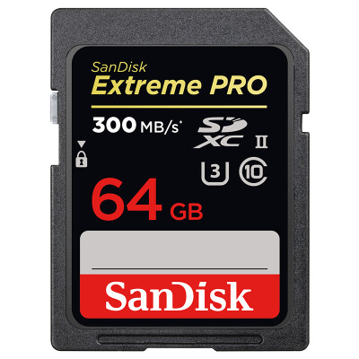 

SanDisk 64GB Read speed 300MB s Write speed 260MB s Extreme speed SDXC UHS-II memory card V30 U3 Class10 SD card