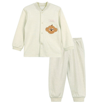 

Xin Song baby color cotton cardigan suit newborn spring and autumn color cotton underwear shirt pants suit natural green monkey C291D73