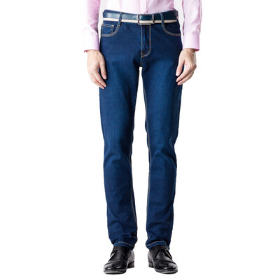 

Shidun Men's Tooling Business Slim Straight Cowboy Cowboy Blue 35 A3200006