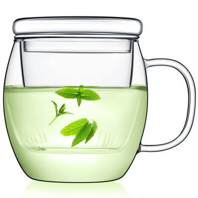 

Jingdong Supermarket] Ran also (RAE) 450ml high-capacity thickening heat-resistant glass three cups office cups crystal cup filter tea leakage with the men and women blossom tea cup R6085