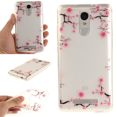 

Up&down plum blossom Pattern Soft Thin TPU Rubber Silicone Gel Case Cover for XiaoMi RedMi Note3
