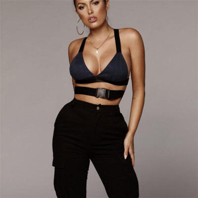 

New Womens Bra Strap Crop Top Wrap Bralet Tops Sleeveless Plain Strappy Stretch