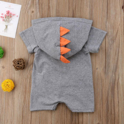 

Newborn Kid Baby Boy Hooded Romper Bodysuit Dinosaur Playsuit Clothes Outfit