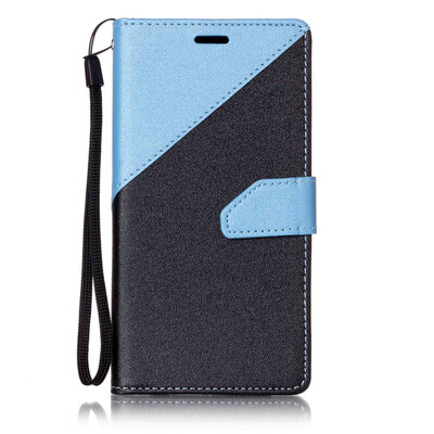 

Black + blue Design PU Leather Wallet Case Classic Flip Cover with Stand Function and Credit Card Slot for SONY Xperia X Performan