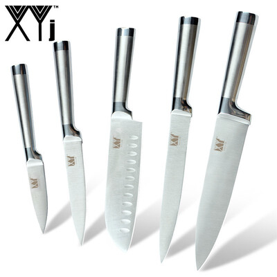 

XYj Kitchen Knives Paring Utility Santoku Chef Slicing Stainless Steel Knife 8" 8" 7" 5" 35" Straight Handle Cooking Tool
