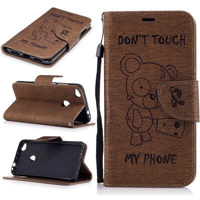 

coffee Bear Style Embossing Classic Flip Cover with Stand Function and Credit Card Slot for HUAWEI P8 Lite 2017