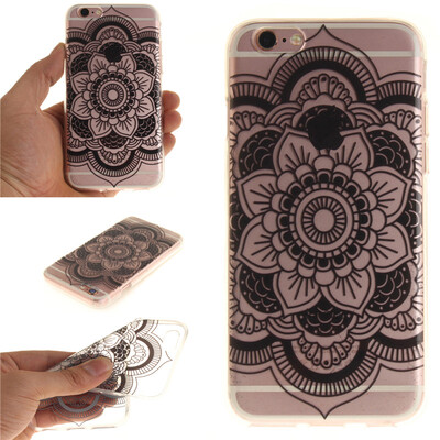 

Black sun flower Pattern Soft Thin TPU Rubber Silicone Gel Case Cover for IPHONE 6/6S