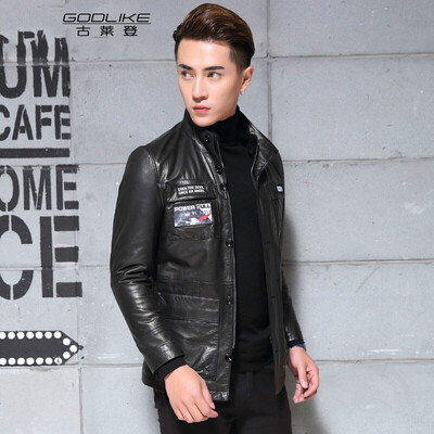 

Men's leather jacket long sleeve autumn witer clothing genuine sheepskin motocycle coat real leather the newest simple style with