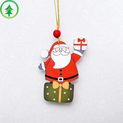 

Christmas Santa Claus Wooden Pendant Ornaments House Wood Craft Xmas Tree Decor