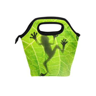 

Insulated Lunch Tote Bag Leaves Frog Travel Picnic Lunch Handbags Portable Zipper Lunch Bag Box