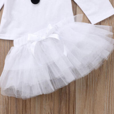 

UK Kids Baby Girl Long Sleeve Top T-shirt Lace Tutu Skirt Outfits Set Clothes
