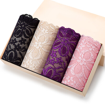 

Женское нижнее белье для женщин Женское нижнее белье Сексуальное кружево Среднее Хлопок Чистая кожа Crotch Нижнее белье Женское 4 шт. Черный + Цвет + Фиолетовый + Розовый XL