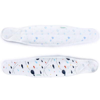 

PurCotton infant belly gauze 55x12cm 2pieces/ bag blue cotton + whale