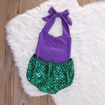 

Sequins Newborn Baby Girls Rompers Lace Jumpsuit Little Mermaid Outfits Costume