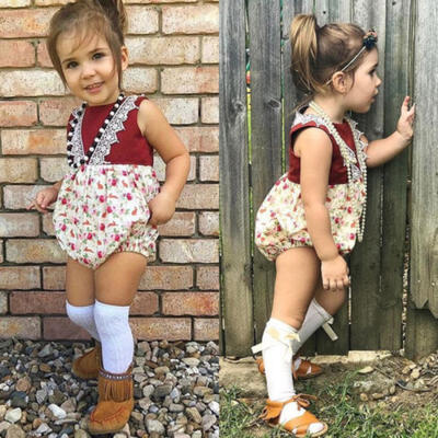 

Newborn Baby Girls Floral Rompers Bodysuit Jumpsuit Lace Casual Sunsuit Clothes