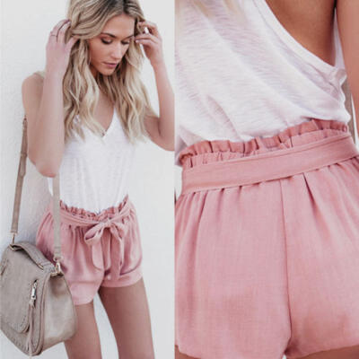 

Womens Holiday Lace Up High Waist Pocket Ladies Summer Beach Hot Pants Shorts