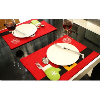 

Christmas Santa Suit Placemat Table Runner Mats Cutlery Holder Xmas Dinner Decor