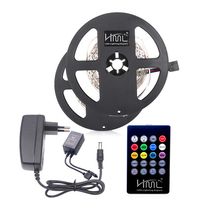 

HML 2pcs 5M 24W RGB SMD2835 300 LED Strip Light - RGB COLOR with IR 20 Keys Music Remote Control&EU Adapter