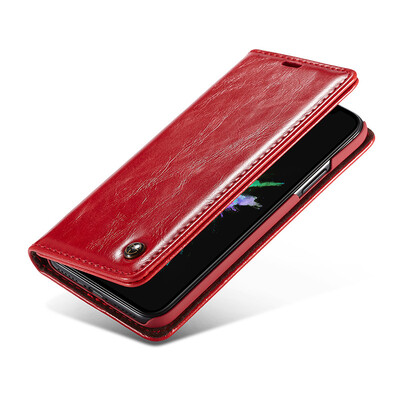 

New iPhone  Max Mobile Phone Case Huawei Samsung Mobile Phone Card Clamshell Protective Case Red
