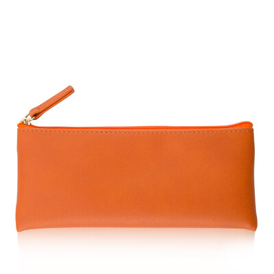 

Simple Leather Woven Bag Pencil Bag Storage Bag Sweet Orange DTB2007