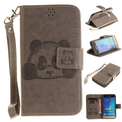 

Серый Panda Стиль Тиснение Классический откидная крышка с подставкой Функция и слот кредитной карты для SAMSUNG GALAXY J1 2016/J120