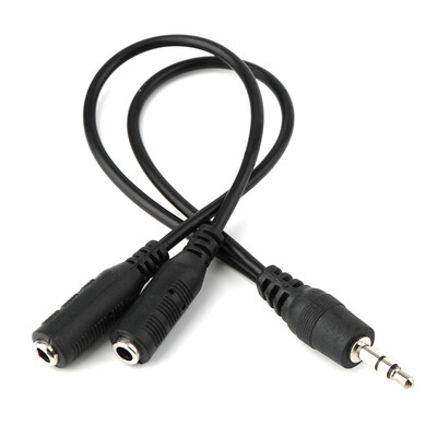 

3.5mm 1 in 2 couples audio line Earbud Headset Earphone Splitter black