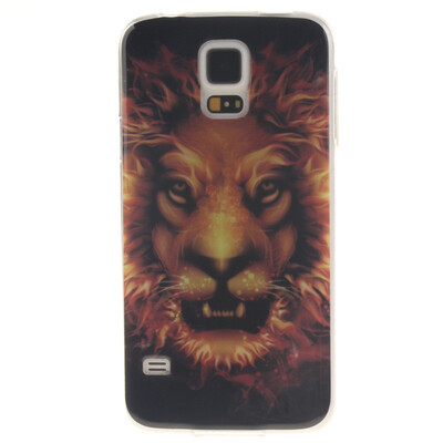

Flame Lion Pattern Мягкий тонкий ТПУ Резиновая крышка силиконовый гель чехол для SAMSUNG Galaxy S5 I9600