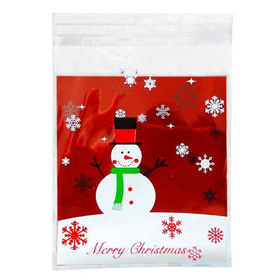 

UpperX 100 pcs Sachets Pouches Snowman Packing Bag for Cookies Biscuits Candy