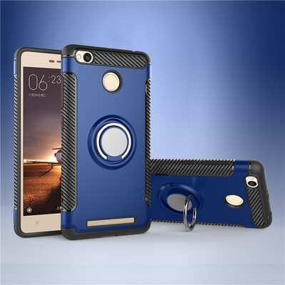

Fivice Xiaomi Redmi 3S case PC metal ring shell magnetic car bracket TPU phone case