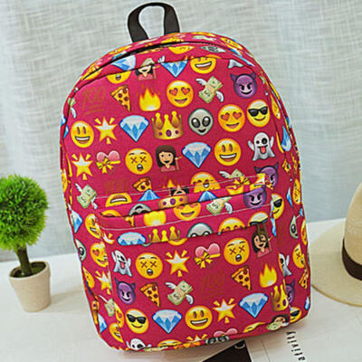

Women Girls Travel Backpack Emoji Shoulder School Book Bag Rucksack Canvas Bags