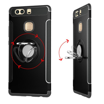 

Fivice Huawei P9 case PC metal ring shell magnetic car bracket TPU phone case