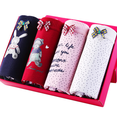 

Cat 4 ladies underwear cotton fresh girl printed briefs 4 gift box L