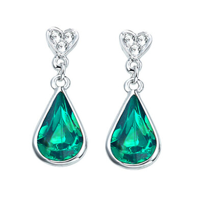 

Yoursfs® Water Drop Long Earrings for Women Platinum Plated Imitation Emerald Stone Drop Earings Fashion Jewelry pendientes mujer
