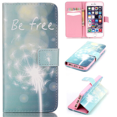 

Green dandelion Design PU Leather Flip Cover Wallet Card Holder Case for IPHONE 5