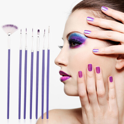 

7Pcs Purple Nail Brush Set Crystal Nail Polish Brush Kits Nail Tips Brushes