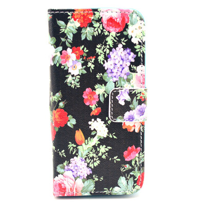 

Flowers Design PU Leather Flip Cover Wallet Card Holder Case for IPHONE 5