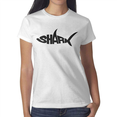 

Funny Black Geometric Shark Pretty Women White T-Shirt Cotton Fashion T-Shirts