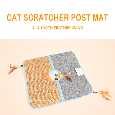 

Cat Scratcher Post Scratching Mat with Feather Wand Wrap Around Pole Sisal Blanket Scratcher Cat Scratch Play Toy