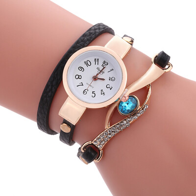 

Fashion Vintage Rhinestone Watch Embedded Sapphire Peacock Eye Stylish Winding Women Wrist Watch